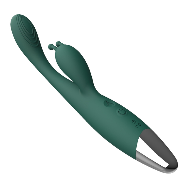 Golden Finger (Single Vibration) Peacock Green Silicone + Plated Finish, USB Charging，In US Stock